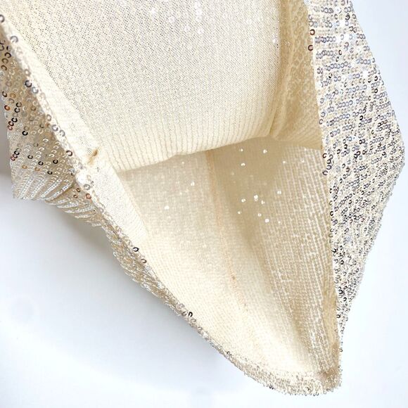 Open Edit Champagne Sequin Mesh Sleeveless Top - Picture 8 of 9